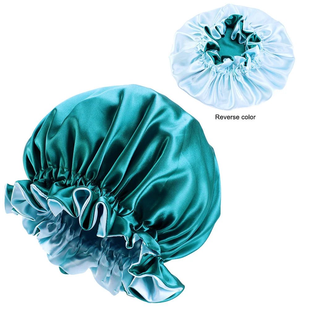 Satin Hair Bonnet with Edge – Reversible Satin Sleep Cap