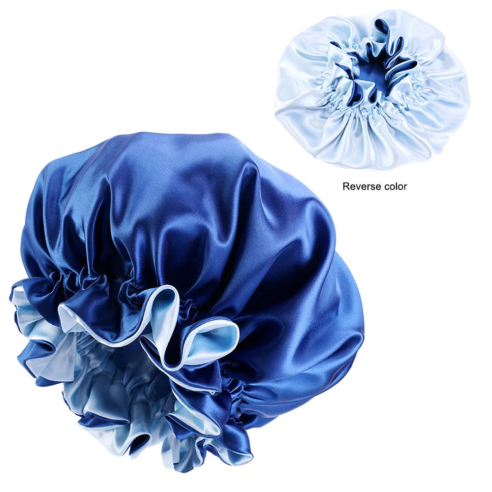 Satin Hair Bonnet with Edge – Reversible Satin Sleep Cap