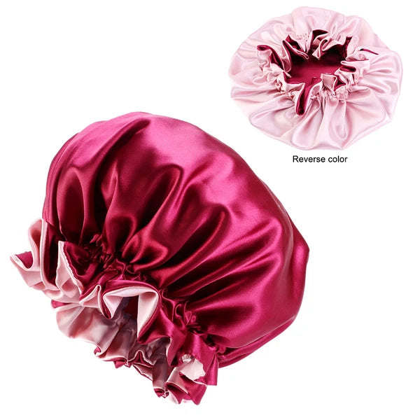 Satin Hair Bonnet with Edge – Reversible Satin Sleep Cap
